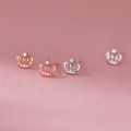 A44898 s925 sterling silver sweet rhinestone hollowed crown stud earrings