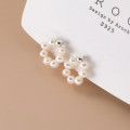 A39737 s925 sterling silver vintage pearl stud design elegant earrings