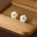 A37909 s925 sterling silver artificial pearl stud elegant earrings