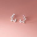 A36618 s925 sterling silverC rhinestone flower earrings