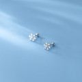 A44797 s925 silver stud trendy christmas simple rhinestone snowflake elegant earrings