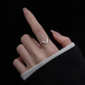 A36183 s925 sterling silver simpleV adjustable ring