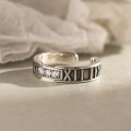 A33444 925 sterling silver vintage cubiczirconia simple adjustable ring