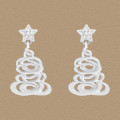 A44644 cubic zirconia stars christmas tree stud sterling silver s925 earrings