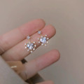 A44543 s925 silver simple hollowed rhinestone heart trendy sweet earrings