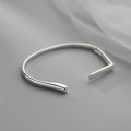 A34254 s925 sterling silver vintage simple adjustable bangle bracelet