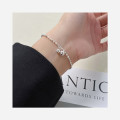 A44360 s925 silver dainty simple elegant unique ball charm bracelet