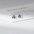 A45121 s925 sterling silver sweet blue flower rhinestone stud earrings