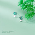 A36372 s925 sterling silver trendy rhinestone cactus earrings
