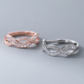 A40922 s925 sterling silver unique sparkling rhinestone weave hollowed elegant ring