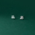 A33872 s925 sterling silver simple trendy rhinestone hollowed leaf cute earrings