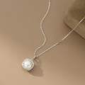 A45643 s925 silver trendy sweet dainty simple rhinestone pearl necklace