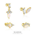 A44602 s925 sterling silver opal rhinestone stud fashion simple trendy earrings