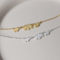 A43869 s925 sterling silver trendy sweet dainty elephant necklace