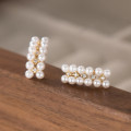 A40685 s925 sterling silver rhinestone artificial pearl stud vintage elegant earrings