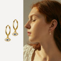 A35579 s925 sterling silver rhinestone eye pendant simple unique cute fashio earrings