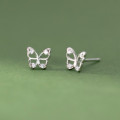 A40704 s925 sterling silver simple rhinestone hollowed butterfly stud sweet trendy earrings