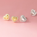 A46088 s925 sterling silver dainty simple rhinestone heart stud earrings