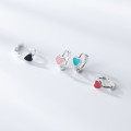 A36014 s925 sterling silver colorful heart simple cute heartshape cuteM earrings