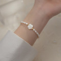 A36951 s925 sterling silver shell pearl charm bracelet