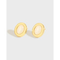 A36031 design minimalist geometric oval opal sterling silver earring earrings