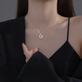 A37192 s925 sterling silver irregular hollowed oval snakechain simple necklace