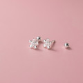 A45055 s925 sterling silver sweet rhinestone stud earrings