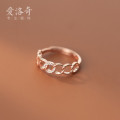 A33513 s925 sterling silver unique fashion geometric rhinestone ring