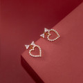 A33935 s925 sterling silver chic rhinestone heart bow sweet earrings