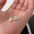 A44560 s925 sterling silver trendy sweet rhinestone stars heart stud earrings