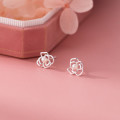 A45003 s925 sterling silver sweet bar hollowed rose stud earrings