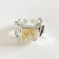 A32690 s925 sterling silver irregular naturalstone ring