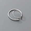 A35529 s925 sterling silver doublelayer bar circle clipon simple chic big earrings