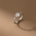 A44913 s925 sterling silver sweet rhinestone white jade ring