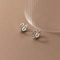 A33736 s925 sterling silver simple fashion doublelayer hollowed earrings