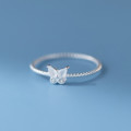 A40891 s925 sterling silver sweet rhinestone butterfly twist dainty elegant ring