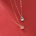 A34526 s925 sterling silver simple fashion hollowed rhinestone necklace
