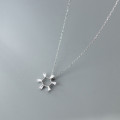 A36740 s925 sterling silver chic simple circle hexagon geometric rhinestone necklace
