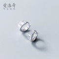 A42208 s925 silver simple rhinestone sweet short hoop elegant trendy earrings