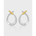 A41816 elegant plated circle s925 sterling silver stud earrings