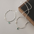 A41367 s925 sterling silver charm square simple hot necklace bracelet