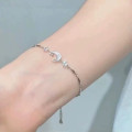 A42870 s925 silver sweet rhinestone moon charm design elegant bracelet