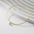 A38423 s925 sterling silver artificial pearl bangle simple trendy design bracelet