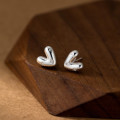 A44568 s925 sterling silver trendy sweet rhinestone heart stud earrings