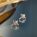 A44903 silver sweet dainty rhinestone rope stud earrings