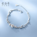 A33366 s925 sterling silver chic smilingface bead charm bracelet