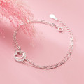 A31272 s925 sterling silver doublelayer sparkling smilingface chic necklace