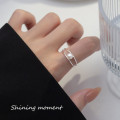 A39275 s925 sterling silver pearl bar adjustable grade ring