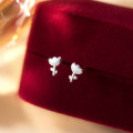 A43763 s925 silver sweet gold cute elegant stud earrings