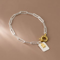 A36105 s925 sterling silver square square bear charm bracelet